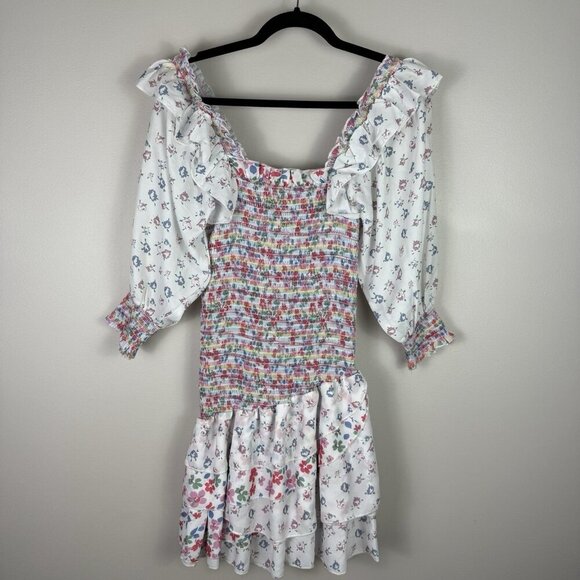 70°F/21°C Women's Puffy Sleeve Princess Tulle Mini Dress Size S Coquette Floral - Picture 5 of 11